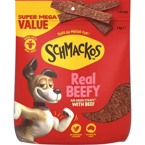 Schmackos Strapz Dog Treat Beef  -  1 kg