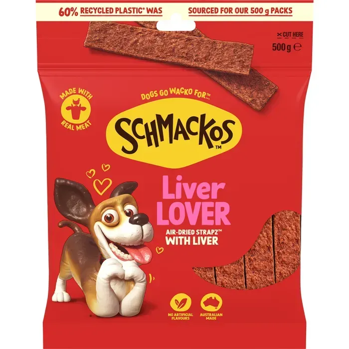 Schmackos Strapz Liver Dog Treats  -  500 grams