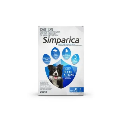 Simparica For Dogs 10.1 kg- 20 kg Blue  -  3 Chews
