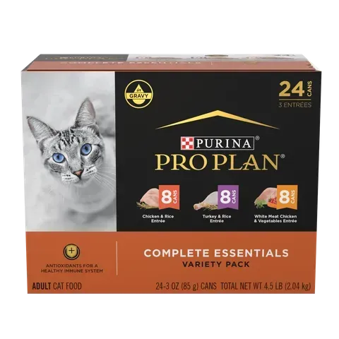 Pro Plan Complete Essentials Poultry Favourites In Gravy Variety Pack Wet Cat Food  -  85 grams x 24
