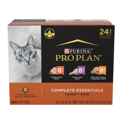 Pro Plan Complete Essentials Poultry Favourites In Gravy Variety Pack Wet Cat Food  -  85 grams x 24