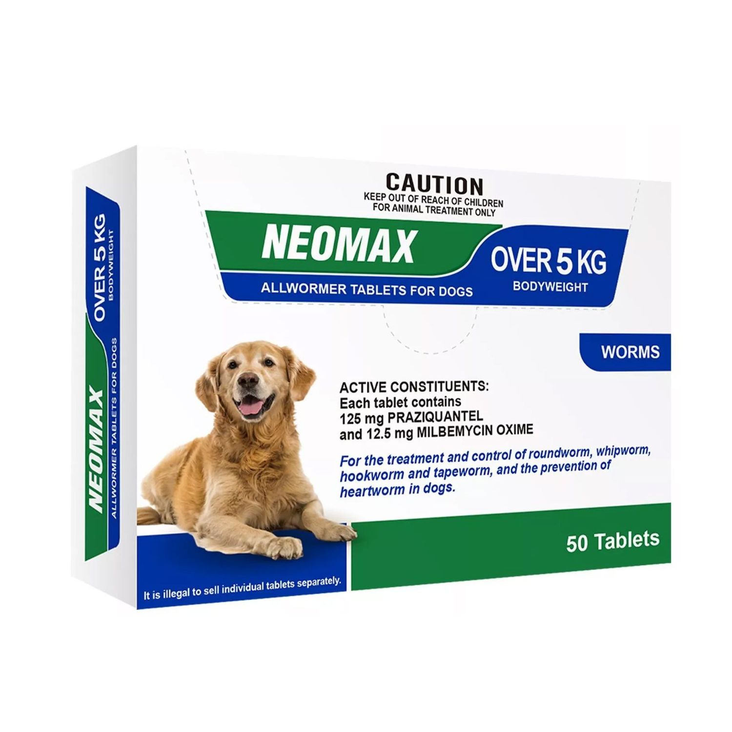 Neomax Allwormer Tablets for Small Dogs & Puppies   Over - 5 kg  -  50 tablets