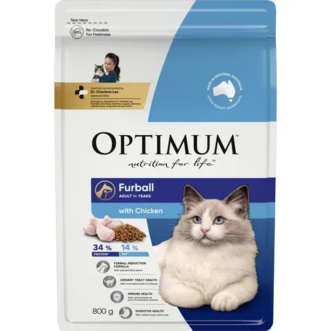 Optimum Furball Dry Cat Food Chicken  -  800 grams