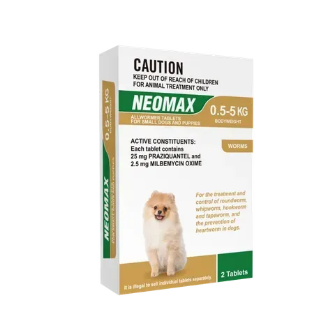 Neomax Allwormer Tablets for Small Dogs & Puppies   0 kg - 5 kg  -  2 tablets