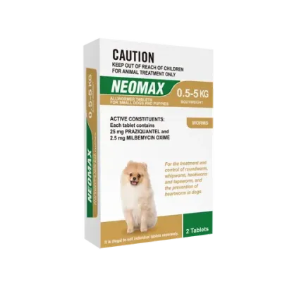 Neomax Allwormer Tablets for Small Dogs & Puppies   0 kg - 5 kg  -  2 tablets