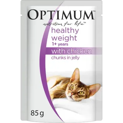 Optimum Healthy Weight Wet Cat Food Chicken In Jelly Pouch  - 15 x 85 grams