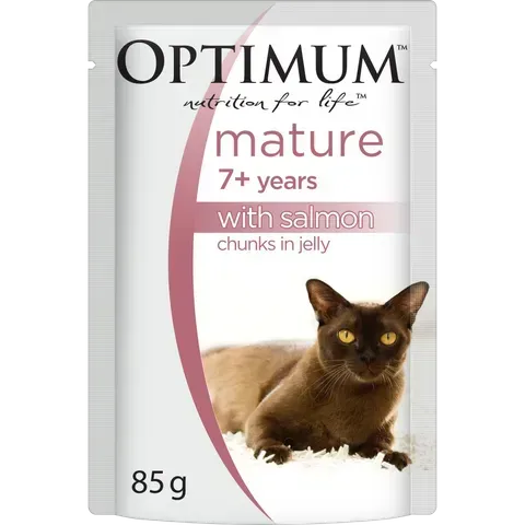 OPTIMUM Mature Chunks In Salmon Jelly Wet Cat Food  -  85 grams x 15