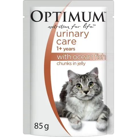 Optimum Grain Free Urinary Care Wet Cat Food Ocean Fish In Jelly Pouch  -  85 grams x 15