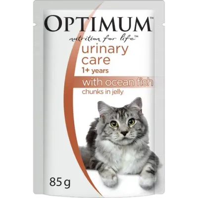 Optimum Grain Free Urinary Care Wet Cat Food Ocean Fish In Jelly Pouch  -  85 grams x 15
