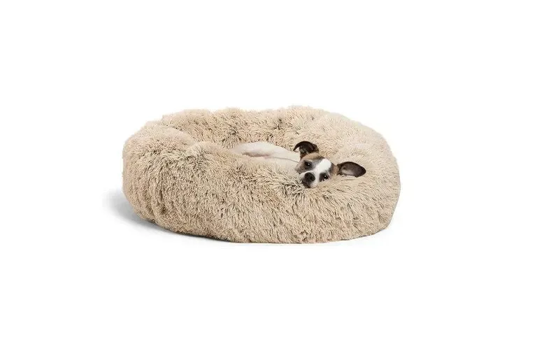 Best Friends by Sheri Calming Donut Dog Bed in Shag Fur Taupe - 23" x 23"