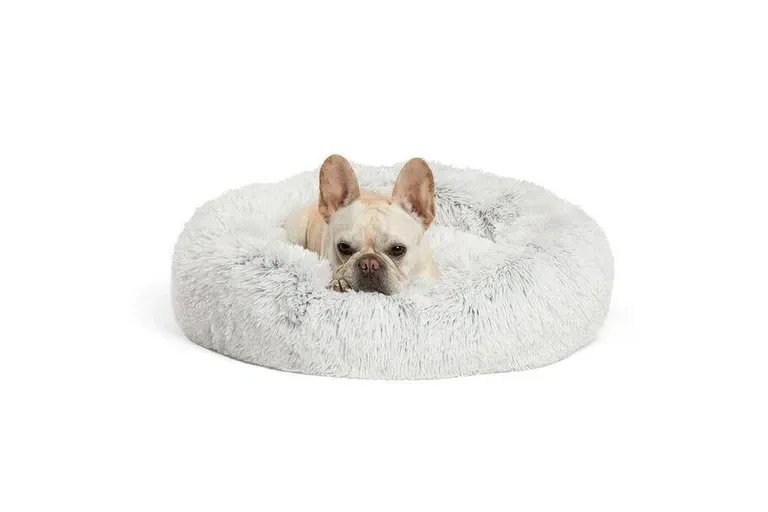 Best Friends by Sheri Calming Donut Dog Bed in Shag Fur Frost - 23" x 23"