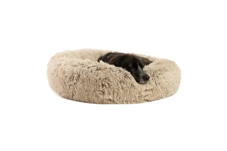 Best Friends by Sheri Calming Donut Dog Bed in Shag Fur Taupe - 36" x 36"