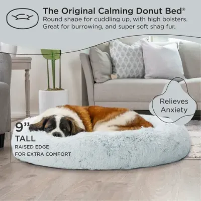 Best Friends by Sheri Calming Donut Dog Bed in Shag Fur Frost - 45" x 45"