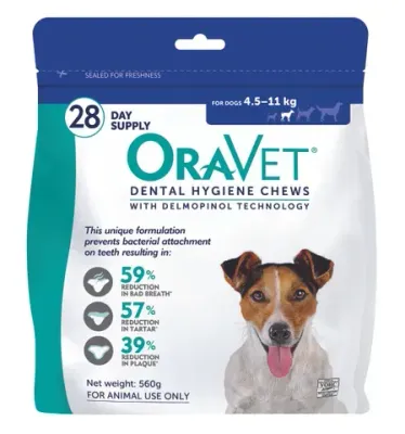 ORAVET Dental Hygiene Chews Small 4.5 kg - 11 kg  -  28 pack ORAVET Dental Hygiene Chews Small 4.5 kg - 11 kg  -  28 pack