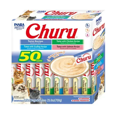 INABA Churu Tuna Varieties 50 Tubes - 700 grams 14 grams x 50 tubes
