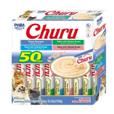 INABA Churu Tuna Varieties 50 Tubes - 700 grams 14 grams x 50 tubes