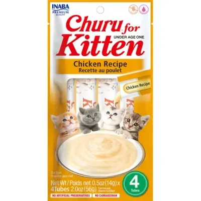 INABA Churu for Kitten Chicken Recipe - 56 grams (14 grams x 4 Tubes)