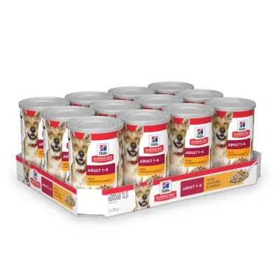 Hill's Science Diet Adult Chicken & Barley  Dog Food  -  370 grams x 12