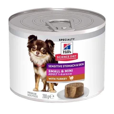 Hills Science Diet Sensitive Stomach And Skin Small And Mini Turkey Adult Canned Wet Dog Food - 200g x 12