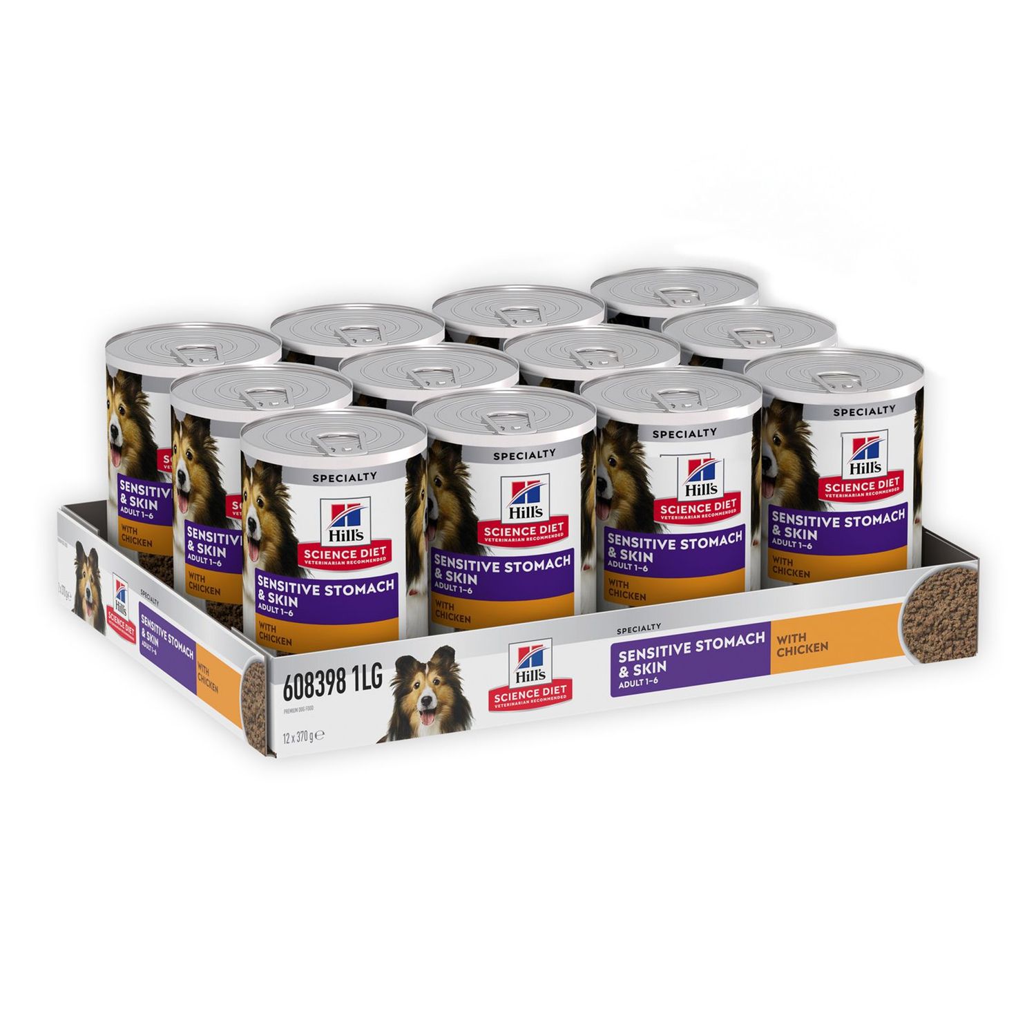 Hills Science Diet Sensitive Stomach And Skin Chicken Adult Canned Wet Dog Food - 370 grams x 12