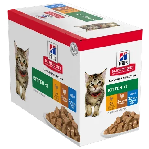 Hills Science Diet Kitten Favourite Selection Variety Pack Pouches Wet Cat Food - 85 grams x 12