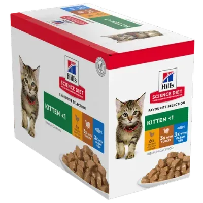 Hills Science Diet Kitten Favourite Selection Variety Pack Pouches Wet Cat Food - 85 grams x 12