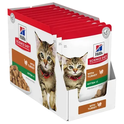 Hills Science Diet Kitten With Turkey Pouches Wet Cat Food -  85 grams x 12