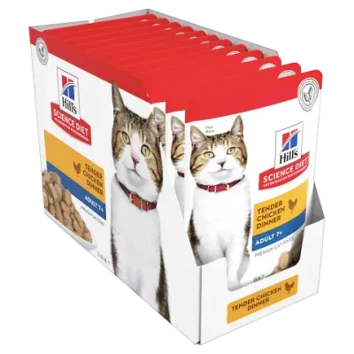 Hills Science Diet Senior 7 Plus Chicken Cat Food Pouches  -  85 grams x 12 Hills Science Diet Senior 7 Plus Chicken Cat Food Pouches  -  85 grams x 12