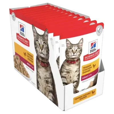 Hills Science Diet Adult Chicken Pouches Wet Cat Food - 85 grams x 12 Hills Science Diet Adult Chicken Pouches Wet Cat Food - 85 grams x 12