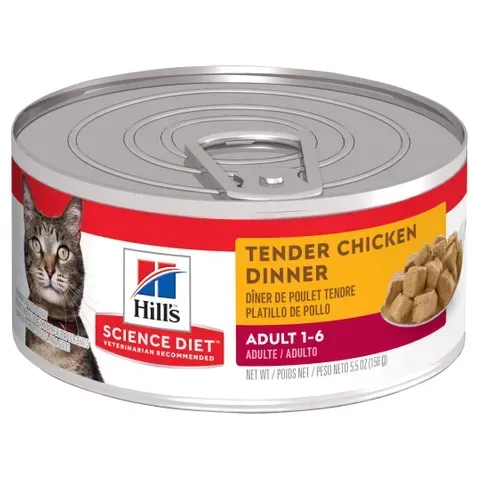 Hills Science Diet Tender Chicken Dinner Adult Canned Wet Cat Food  - 156 grams x 24