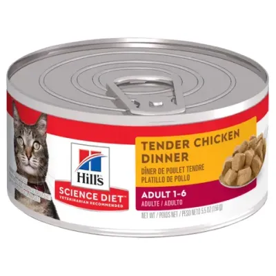 Hills Science Diet Tender Chicken Dinner Adult Canned Wet Cat Food  - 156 grams x 24