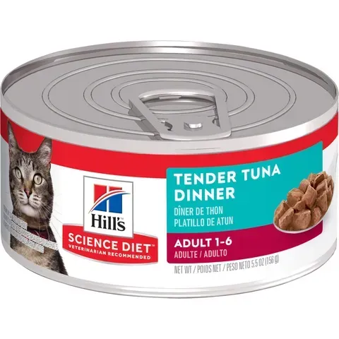Hills Science Diet Tender Tuna Dinner Adult Canned Wet Cat Food - 156 grams x 24