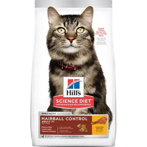 Hills Science Diet Hairball Control Chicken Recipe 7+ Mature Senior Dry Cat Food - 2 kg
