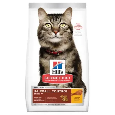 Hills Science Diet Hairball Control Chicken Recipe 7+ Mature Senior Dry Cat Food - 4 kg