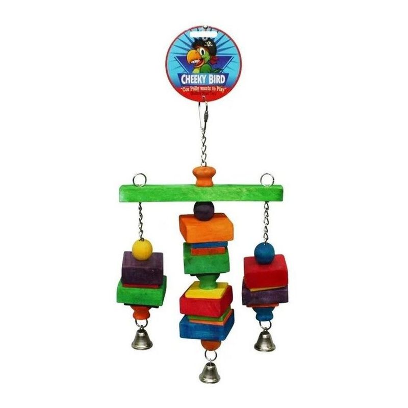 Cheeky Bird Hanging Tri-Bell Wooden Bird Toy  -Medium