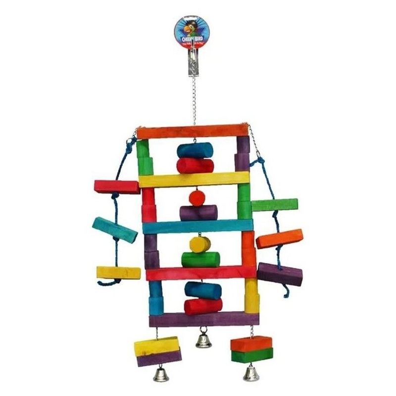 Cheeky Bird Square Block Ladder Coloured Wooden Bird Toy - Jumbo