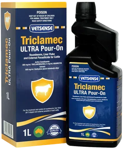 Vetsense Triclamec Ultra Pour-On for Cattle  -  1 litre