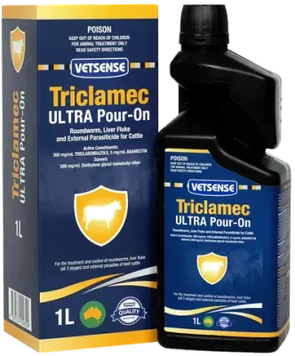 Vetsense Triclamec Ultra Pour-On for Cattle - 1 litre Vetsense Triclamec Ultra Pour-On for Cattle - 1 litre