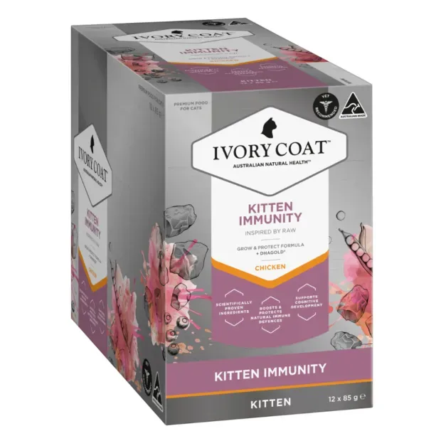 Ivory Coat Raw Health Kitten Chicken Immunity  -  85 grams x 12