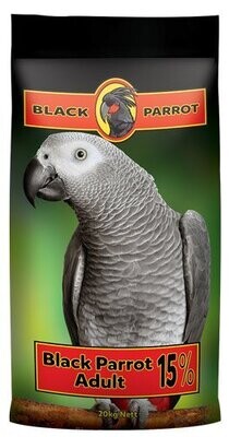 Black Parrot Adult 15%Premium Balanced Parrot Food  Maintenance Diet for Adult Parrots, Cockatoos & Large Hookbill Birds  -  20 kg