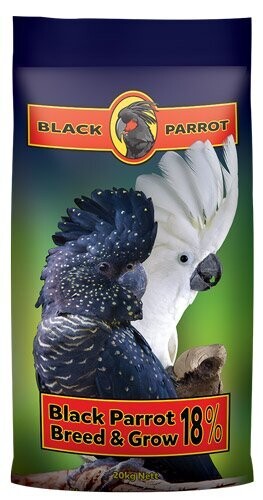Black Parrot Breeder Grower 18% Premium Parrot Breeding & Growth Diet, High Protein Hand Rearing & Aviary Feed for Healthy Chicks & Breeding Birds  -  20 kg