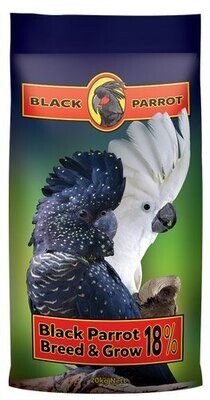 Black Parrot Breeder Grower 18% Premium Parrot Breeding & Growth Diet, High Protein Hand Rearing & Aviary Feed for Healthy Chicks & Breeding Birds  -  20 kg