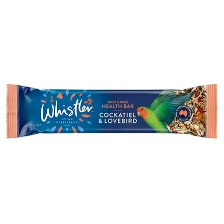 Whistler Cockatiel & Lovebird Healthy Bar with Fruit & Spice 75 grams Whistler Cockatiel & Lovebird Healthy Bar with Fruit & Spice 75 grams