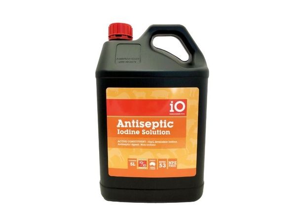 iO Antiseptic Iodine Solution - Wound Care & Disinfectant for Horses & Livestock  -  5 litres