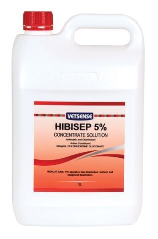 Vetsense Hibisep 5% Solution - Chlorhexidine Antiseptic & Disinfectant -  5 litres
