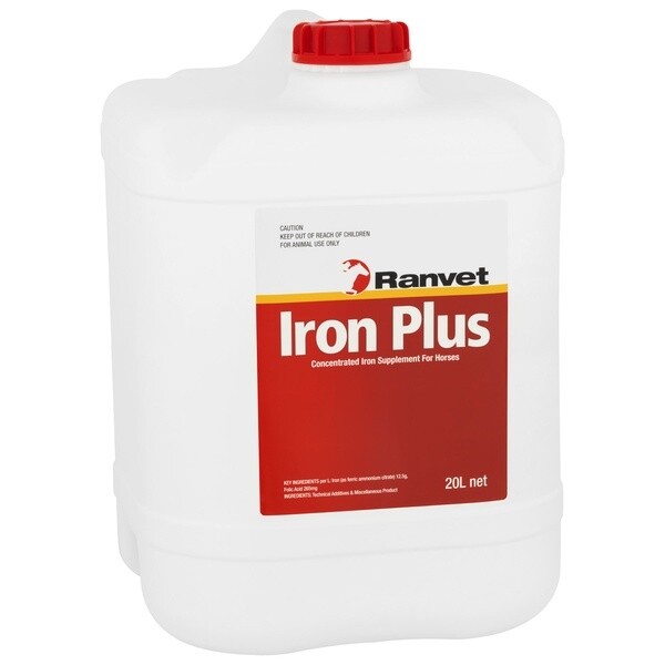 Ranvet Iron Plus with Folic Acid for Horses Liquid Iron Supplement for Performance & Blood Health  -  20 litres
