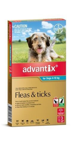 Advantix for Dogs Flea, Tick & Mosquito Protection Spot-On Medium  -  4 - 10 kgs - 6 pack