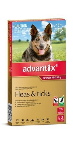 Advantix for Dogs Flea, Tick & Mosquito Protection Spot-On Large - 10 - 25 kgs - 6 pack Advantix for Dogs Flea, Tick & Mosquito Protection Spot-On Large - 10 - 25 kgs - 6 pack