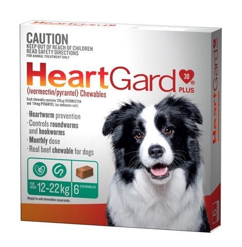 Heartgard Plus Green 12–22kg Dogs 6 Pack - Monthly Heartworm Prevention