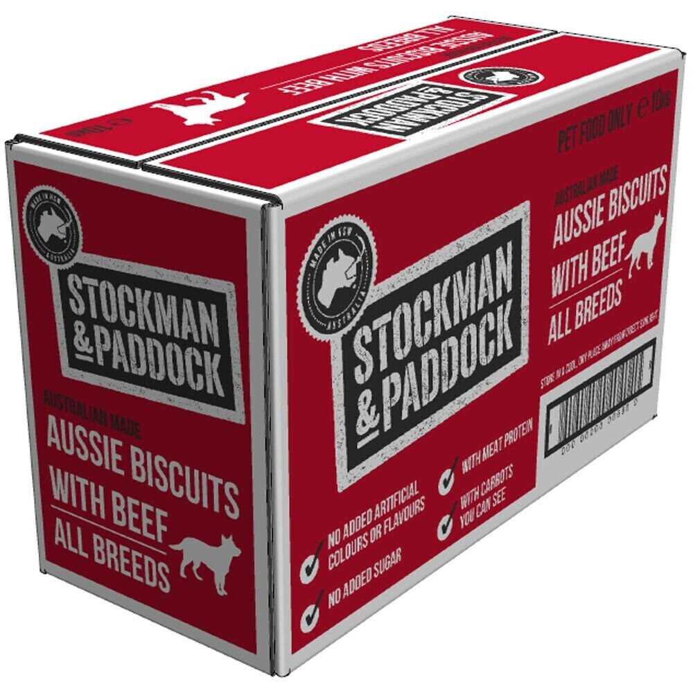 Stockman & Paddock Aussie Dog Biscuits with Beef - 10kg Box Stockman & Paddock Aussie Dog Biscuits with Beef - 10kg Box